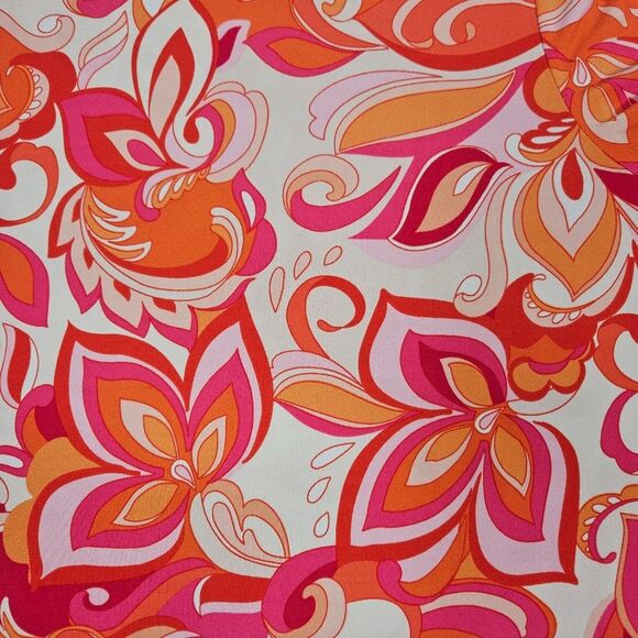 Sam and Jess 70's Vibes Orange & Pink Flower Power Paisley Bell Sleeve Blouse - Picture 5 of 12